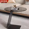 Mesa de centro de vidro temperado, sala de estar, sofá de luxo leve, mesa redonda, design minimalista, mesa lateral, estilo europeu, criativa, de alta qualidade, mesa de canto