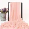 Lenço de Seda Grande de Cor Sólida de Seda Sintética para Verão Toalha de Praia à Beira-Mar Lenço Longo de Chiffon para Primavera e Verão Xale Plissado
