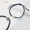 Pulsera de Pareja Tejida con Cristal de Cabello Negro de Plata S925 Regalo de Cumpleaños Pulsera de Estudiante Toiker Amante Hombres y Mujeres