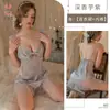 Kamai Xue Estilo de Lujo Ribete de Encaje Sexy Lazo Lunares Malla Falda Vestido de Tirantes Conjunto de Ropa Exterior 2061
