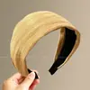 Faixa de cabelo de tecido plissado listrado simples retrô para outono e inverno para mulheres, faixa de cabelo de coroa alta com aba larga para lavar o rosto, acessório de cabeça para uso diário