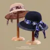 Chapéu Feminino de Verão Grande de Palha com Laço Moda Cobertura de Rosto Chapéu Bacia Chapéu de Pescador Protetor Solar Chapéu de Sol para Férias