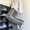 Marca de moda Ins Estilo callejero americano Frescos Pantalones casuales de pierna recta Otoño e Invierno Hombres Holgados Tallas grandes Pantalones de pierna ancha Cintura alta Pantalones largos