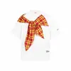 Camiseta de Manga Corta a Cuadros con Lazo Estilo Retro Americano Wenwen No Se Porta Bien para Mujer Verano Holgada Aspecto Adelgazante Camiseta de Media Manga