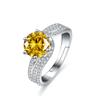 Anillo europeo y americano de plata de ley s925 para mujer, cristal de circón de color de 2 quilates azul verde rojo amarillo, suministro en vivo de TikTok
