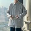 Novas Camisas Listradas de Primavera e Verão para Homens, Jaquetas Finas Estilosas para Casais, Camisas Longas Soltas da Moda Estilo Hong Kong para Homens