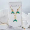 Moda Transfronteriza de Fábrica Simple y Único Europeo y Americano Pendientes y Colgante de Collar de Acero Inoxidable con Goteo de Aceite Juego de Dos Piezas