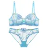 Lingerie sexy estilo francês para mulheres, coleção de verão ultrafina, com bordados delicados e renda, projetada para fazer seios grandes parecerem menores e prevenir a flacidez.; um conjunto de sutiã