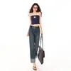 Jeans Reto Slim de Cintura Alta Tendência Verão 2026 para Mulheres, Calças Skinny, Calças Cigarette, Lavado e Desgastado Estilo Americano