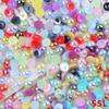 Cor AB 2-10mm fundo plano semicírculo pérola artificial nail art celular grampo de cabelo cola cremosa material DIY acessórios