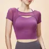 Ropa de Yoga Deportiva de Manga Corta para Mujer Primavera y Verano Holgada Fitness Running Secado Rápido Camiseta de Manga Corta Traje Transpirable de Pilates