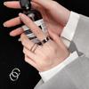 Anillo de plata s925 para mujer, estilo coreano, moderno, sencillo, esmaltado, con anillo abierto y giratorio J7036