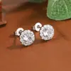 Pendientes de Moda Transfronterizos, Pendientes Clásicos Redondos Completamente Diamantados Incrustados con Circonita Súper Brillante, para Mujer, Nobles y Elegantes, Más Vendidos