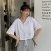 Playera con capucha Cárdigan de estudiante para mujer Ropa exterior celebridad de internet verano estilo coreano nuevo holgado adelgazante manga corta top corto
