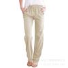 Pantalones Casuales de Algodón y Lino de Talla Grande Transfronterizos Verano 2024 para Mujer Estilo Casual con Tirantes Pantalones Rectos Ebaywish