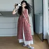 Vestido Largo de Playa de Capas Estilo Dopamina Hermoso para Niñas 2026 Vestido Camisola de Cuadros Rojos