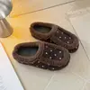Pantuflas de Algodón Gruesas con Suela Gruesa y Estampado de Lunares Estilo Coreano para Mujer 2026 Invierno Hogar Interior Calentitas que Aumentan la Altura para Postparto