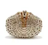 Bolsas de Festa Bordadas com Diamantes Transfronteiriças Prontas para Envio, Bolsas de Diamante com Caixa Rígida de Metal Vazado, Vestidos de Banquete de Comércio Exterior