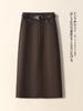 Falda Larga Casual de Invierno 2026 para Mujer, Engrosada, Cintura Alta, Adelgazante, Recta, Ceñida a la Cadera, con Abertura A6716