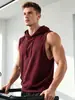 Chaleco sin mangas elegante y estilizado para hombre, verano, corte slim, para exteriores, para correr, deportes, con capucha, top para ir al trabajo, venta al por mayor