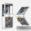 Funda para teléfono móvil Samsung Z Flip6 con diseño creativo de ondas pintadas, con bisagra de airbag, carcasa transparente con todo incluido