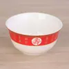 Cuenco de Cerámica Longevidad de 4.5 pulgadas Campana Dorada Cuenco de Cerámica para Cumpleaños de Personas Mayores Rojo y Blanco Regalo de Agradecimiento de Evento Souvenir Cuenco Longevidad Al por Mayor