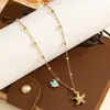 Artículo Popular Transfronterizo: Collar Estilo Vacaciones en el Océano, Colgante de Acero Inoxidable con Forma de Concha, Caballito de Mar y Estrella de Mar, Cadena Única para el Cuello