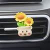 Adornos para coche nuevos, bonita planta en maceta, decoración floral curativa, clip de aromaterapia para salida de aire acondicionado de coche.