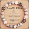 Suministro Transfronterizo de Pulsera Rosa Rayada de Cebra en Forma de Corazón, Ágata Rayado Morado, Pulsera de Pino Azul, Calcedonia Verde con Caja al por Mayor