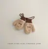 Guantes de bebé coreanos para invierno, unisex, con correa para el cuello, lindo oso de peluche, guantes engrosados y cálidos para otoño e invierno
