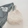 Bolsa de Tricô Vazada Feita à Mão Estilo Novo para Mulheres, Bolsa de Ombro de Grande Capacidade para Férias na Praia, Bolsa Tote Casual Versátil para o Dia a Dia