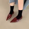 Zapatos Planos de Punta Aguda Estilo Nuevo Primavera y Otoño 2025, Uso Bidireccional, Zapatos Casuales de Cuero Estilo Colegio Británico con Tacón Bajo para Mujer