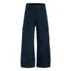 Pantalones cargo de pierna ancha multibolsillos decolorados de color liso y deconstruidos, nuevos pantalones casuales básicos simples sueltos estilo japonés de otoño