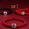 Pulseira Corda Vermelha Prata 925 Buda Nascimento Ano do Dragão Trançada à Mão Corda de Mão Guardião do Zodíaco Doze Coelho Ovelha Boi Cachorro