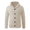 Cardigã de malha com capuz casual retrô americano outono e inverno, de caimento solto, versátil, suéter, jaqueta casual espessa para homens