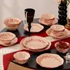 Conjunto de louça retro estilo francês com underglaze, apresentando belos desenhos, perfeito para uso doméstico, como presente, ou para casamentos e chás de casa nova.