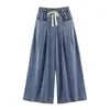 Atacado de Roupas Femininas Transfronteiriças 2026 AliExpress Mais Vendido Moda Casual Gola Redonda Top Assimétrico + Bolsos Calça de Perna Larga