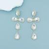 2024 Novo Produto Transfronteiriço Brincos Pendentes de Strass AB em Forma de Gota para Mulheres Luxo Leve Elegante Brincos de Comércio Exterior