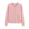 Suéter cárdigan de punto trenzado de color liso con cuello redondo para mujer, nuevo, moderno y elegante, estilo europeo y americano transfronterizo 2026