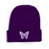 Estilo Coreano Otoño e Invierno Nuevo Gorro de Punto con Estampado de Mariposas Gorro Pulóver Viaje Cálido Caliente Gorro de Lana