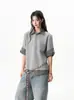 Camisa polo estilo universitário, falsa de duas peças, manga curta, feminina, masculina, verão, color block, xadrez, casual, camiseta, top versátil vintage