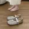 Zapatos de Verano Calados de Red de Pesca Zapatos Mary Jane de Correa Zapatos Sencillos de Boca Baja Sandalias Romanas con Agujeros para Mujer 2025 Nuevo