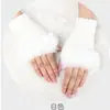 Luvas de Pelo Sintético de Coelho Outono e Inverno para Mulheres e Meninas Luvas Coreanas de Meio Dedo Lã Tricotada Quente Luvas de Pulso para Escrever com Dedos Expostos