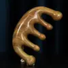 Pente de Sândalo Verde Cinco Dentes Pente de Massagem dos Meridianos Novo Estilo Pode Ser Gravado e Esculpido Fabricante Atacadista Pente de Gravação Pequeno e Portátil