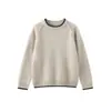 Nuevo Suéter de Cachemira para Niños Otoño e Invierno Suéter Liso para Niñas Suéter de Bloques de Color para Niños Cuello Redondo Pullover Suéter Base Suéter Tejido