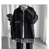 Chaqueta versátil de otoño de corte holgado para hombre, top falso de dos piezas para hombre, estilo universitario empalmado, estilo retro japonés nuevo ins