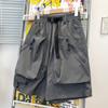 Shorts estilo americano retrô com bolso grande para homens e mulheres, calças soltas decorativas com zíper e funcionais para atividades ao ar livre, da moda