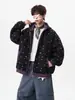 Sudadera con capucha estilo americano de calle con estampado de estrellas, unisex, colección de otoño, diseño de peso pesado, cárdigan con cremallera, corte holgado, prenda de abrigo de nicho