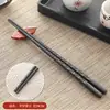 Restaurante de hotel Negro desinfección Palillos de aleación con punta roscada coreano-japoneses de alta gama antideslizantes logotipo comercial imprimible