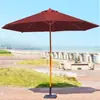 Columna Central Madera Paraguas Barra Horizontal Tira Parasol Rayado Exterior Patio Paraguas Terraza Jardín Cafetería Tienda de Té con Leche Fábrica Personalizado